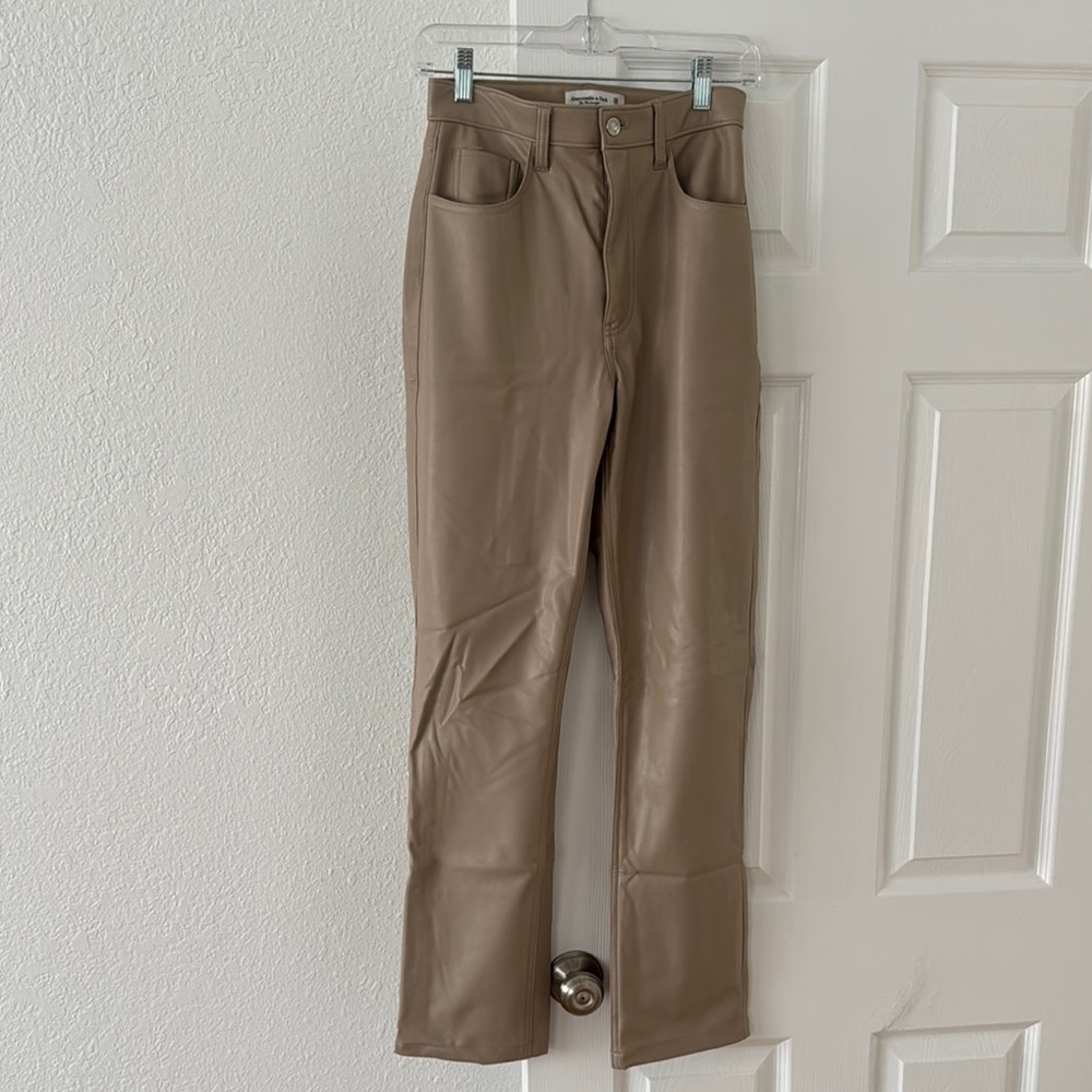 Abercrombie & Fitch Tan Faux Leather Pants